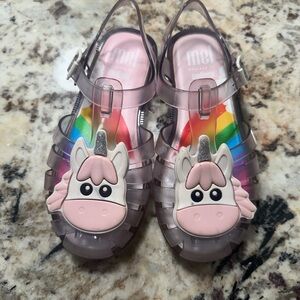 Mini Melissa adorable Kids Unicorn Jelly Sandals - Pink and Clear
